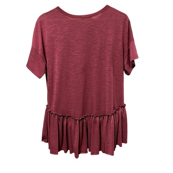 🟣Shein Maroon Ruffle Hem Blouse – Size Small - Picture 2 of 3